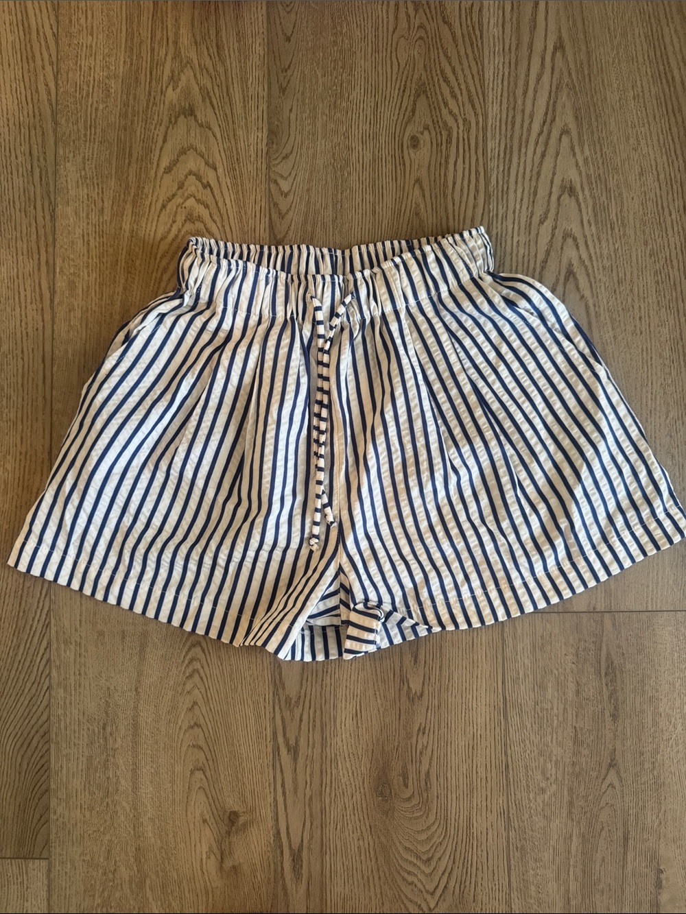 By Together High-Waist Navy & White Striped Shorts